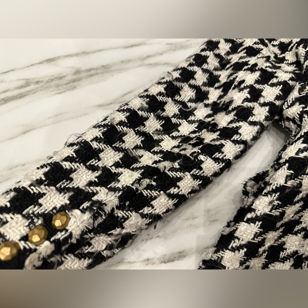 Zara Houndstooth Blazer Gold Button Limited Edition Jacket Inspired Designer - Picture 8 of 8
